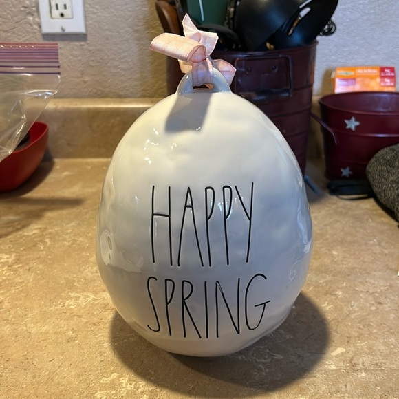 Rae Dunn White 'Happy Spring' Egg Decor - Picture 1 of 3